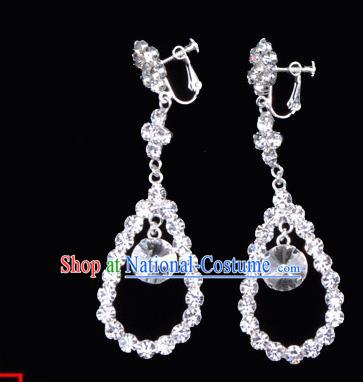 Traditional Beijing Opera Diva Jewelry Accessories Crystal Earrings, Ancient Chinese Peking Opera Hua Tan Eardrop