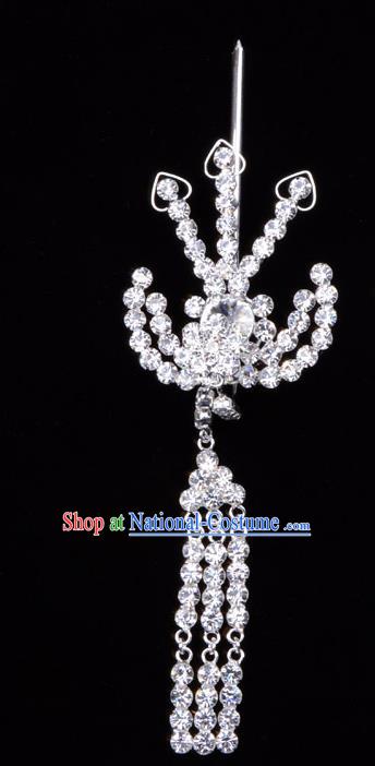 Traditional Beijing Opera Diva Hair Accessories Crystal Hairpins Phoenix Step Shake, Ancient Chinese Peking Opera Hua Tan Hair Stick Headwear