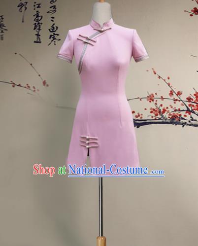 Top Grade Asian Costumes Classical Chinese Cheongsam, Traditional China National Qipao Pink Dress for Women