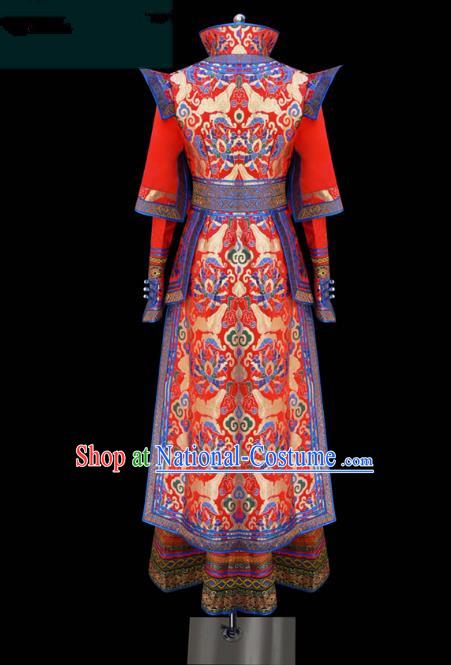 Traditional Chinese Mongol Nationality Dance Costume Mongols Folk Dance Robe Mongolian Minority  Costume and headwear