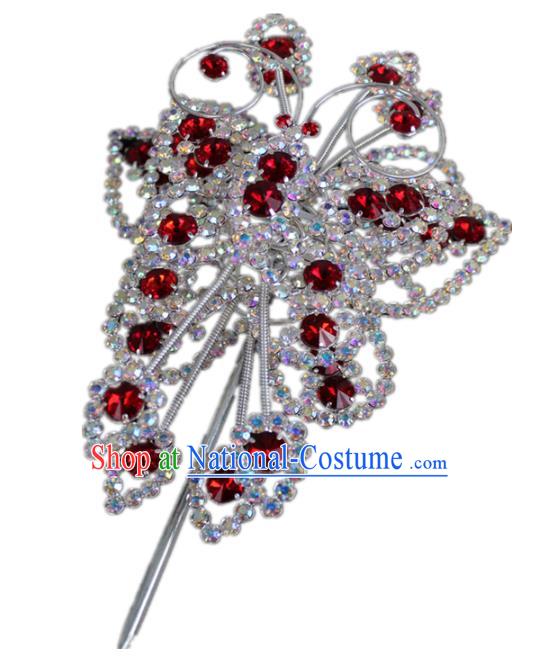 Traditional China Beijing Opera Actress Hair Accessories Butterfly Hairpins, Chinese Peking Opera Diva Crystal Step Shake Headwear