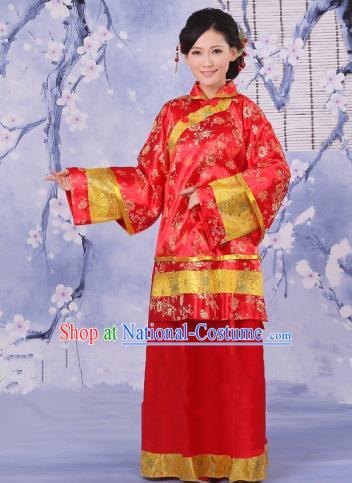 Traditional Chinese Republic of China Nobility Fairlady Costume, China Ancient Red Xiuhe Suit Embroidered Clothing for Women