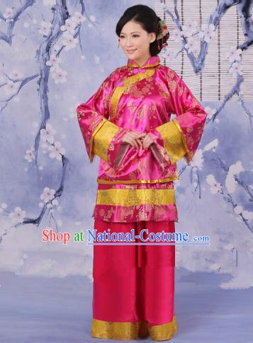 Traditional Chinese Republic of China Nobility Fairlady Costume, China Ancient Pink Xiuhe Suit Embroidered Clothing for Women