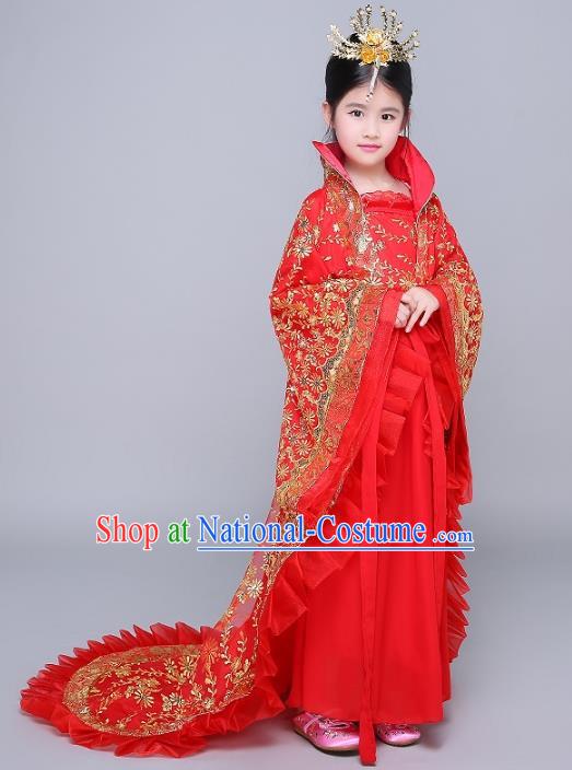 Traditional Chinese Tang Dynasty Imperial Consort Costume Ancient Palace Lady Hanfu Embroidered Dress Clothing for Kids