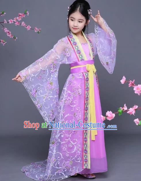 Traditional Chinese Tang Dynasty Children Imperial Consort Costume, China Ancient Palace Lady Hanfu Dress Clothing for Kids