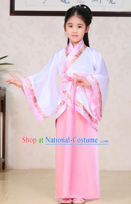 Traditional Ancient Chinese Han Dynasty Princess Costume, China Ancient Imperial Consort Embroidered Clothing for Kids