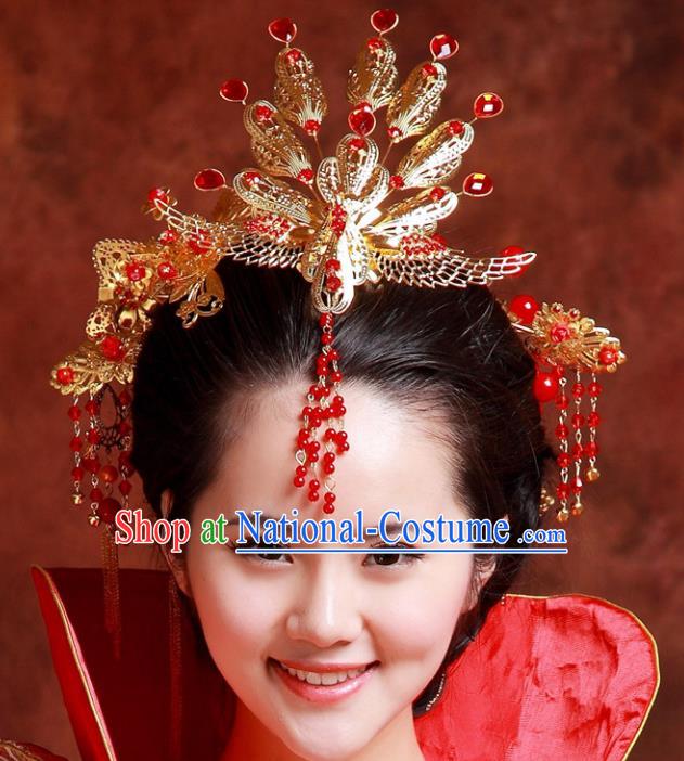 Traditional Handmade Chinese Classical Hair Accessories Hanfu Hairpins Phoenix Coronet for Women