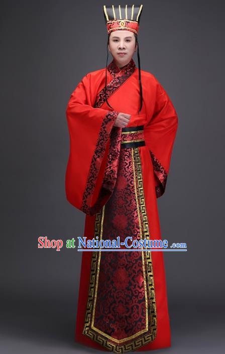 Traditional Chinese Ancient Minister Costume, China Han Dynasty Bridegroom Embroidered Clothing for Men