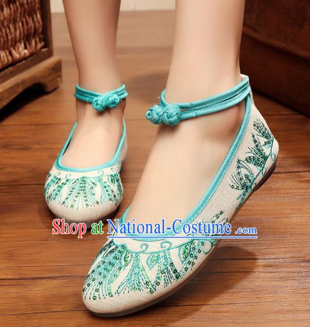 Traditional Chinese National Hanfu White Embroidered Shoes, China Princess Embroidery Shoes for Women