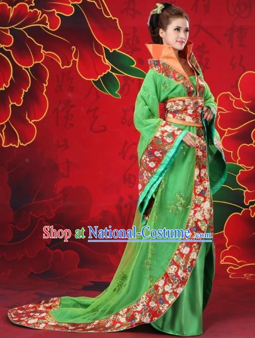 Traditional Chinese Ancient Imperial Consort Costume, China Tang Dynasty Palace Lady Embroidered Trailing Clothing for Women