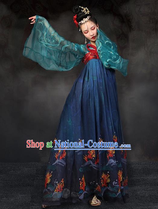 Traditional Chinese Ancient Palace Lady Costume, China Tang Dynasty Imperial Consort Embroidered Clothing for Women