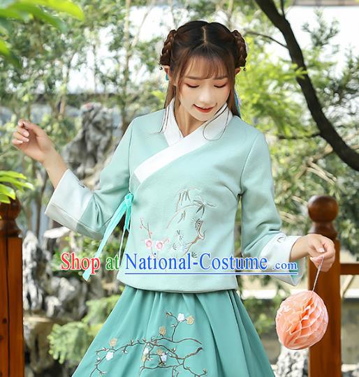 Traditional Ancient Chinese Young Women Cheongsam Dress Republic of China Tangsuit Stand Collar Blouse Dress Tang Suit Clothing