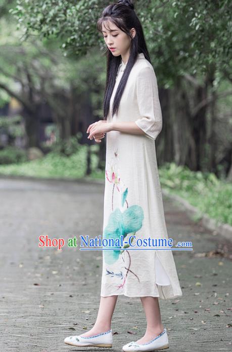 Traditional Ancient Chinese Young Women Cheongsam Dress Republic of China Tangsuit Stand Collar Blouse Dress Tang Suit Clothing