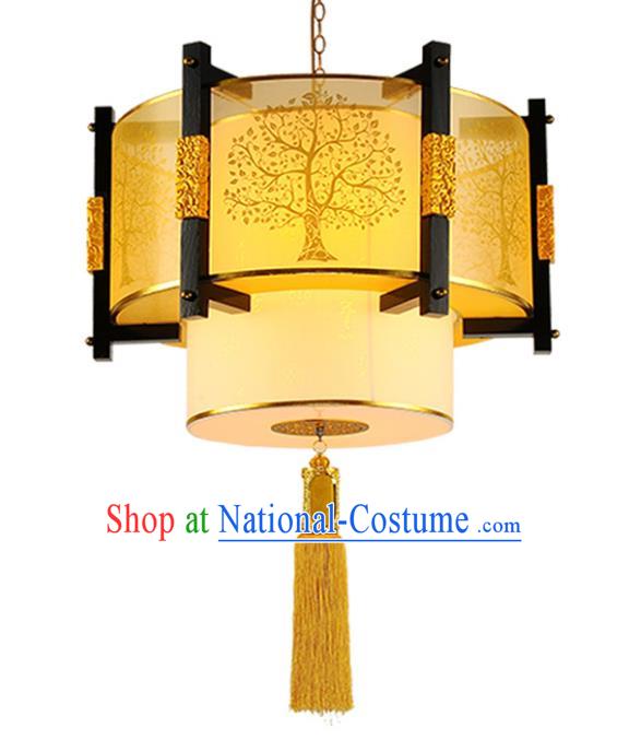 Traditional Chinese Handmade Wood Carving Sheepskin Lantern Classical Palace Lantern China Ceiling Palace Lamp