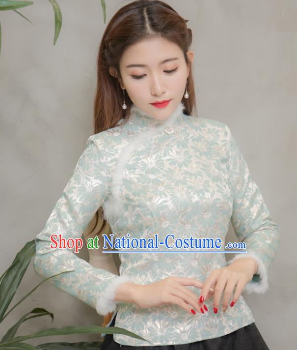 Traditional Ancient Chinese Young Women Cheongsam Dress Republic of China Tangsuit Stand Collar Blouse Dress Tang Suit Clothing