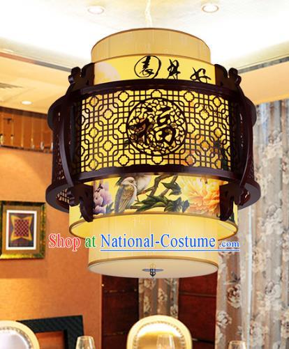 Traditional Chinese Handmade Sheepskin Lantern Classical Wood Carving Palace Lantern China Ceiling Palace Lamp