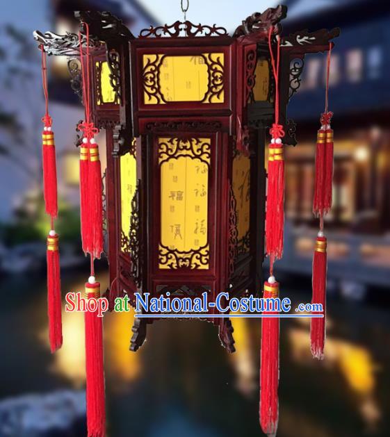 Traditional Chinese Handmade Yellow Sheepskin Lantern Classical Palace Lantern China Wood Carving Ceiling Palace Lamp