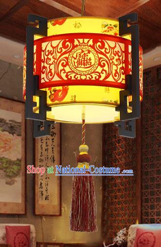 Traditional Chinese Handmade Sheepskin Lantern Classical Wood Carving Palace Lantern China Ceiling Palace Lamp