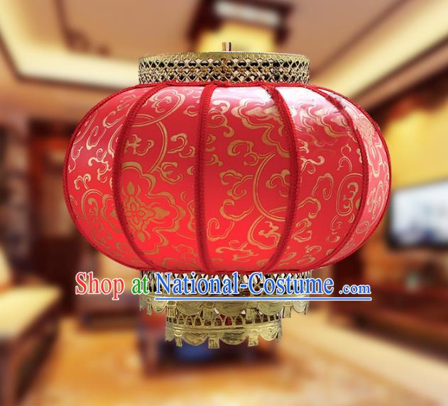 Traditional Chinese Handmade Red Sheepskin Ceiling Lantern Classical Round Palace Lantern China Palace Lamp