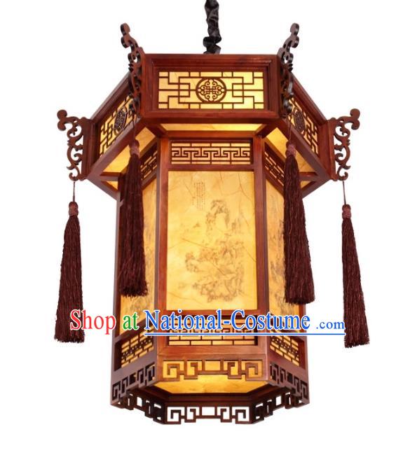 Traditional Chinese Handmade Ceiling Sheepskin Lantern Classical Wood Palace Lantern China Palace Lamp