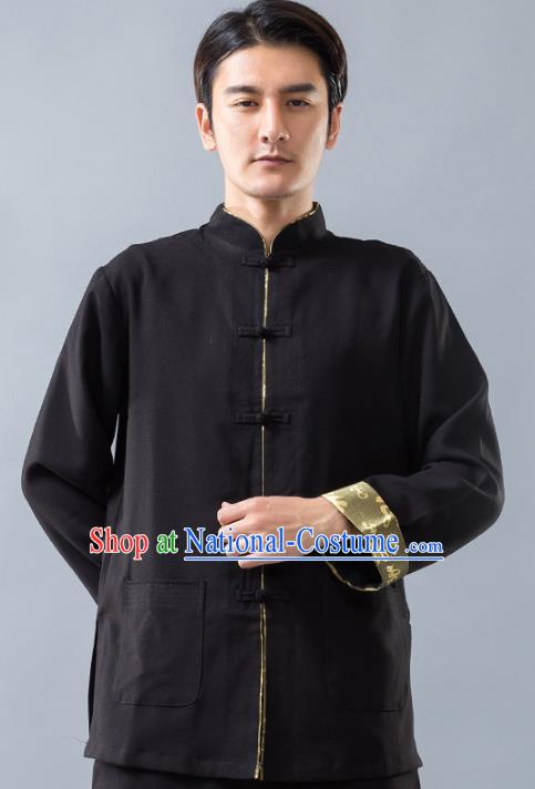 Top Grade Chinese Kung Fu Costume, China Martial Arts Training Black Uniform Gongfu Shaolin Wushu Clothing for Men