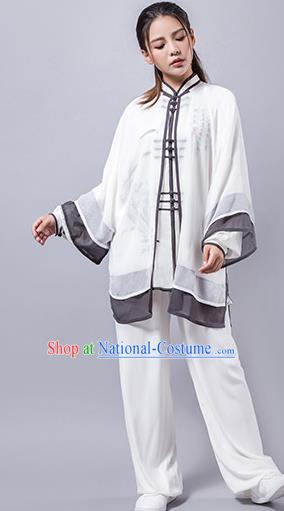 Top Grade Chinese Kung Fu Costume Martial Arts Hand Painting Uniform, China Tai Ji Wushu Clothing for Women