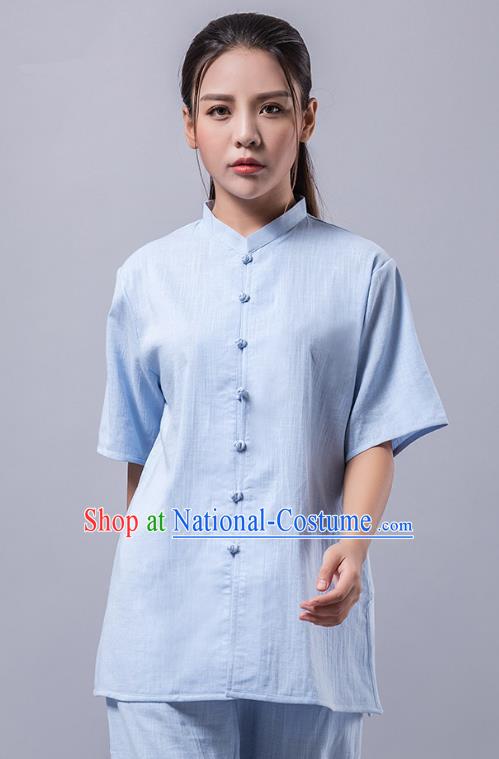 Top Grade Chinese Kung Fu Costume Martial Arts Blue Uniform, China Tai Ji Wushu Clothing for Women