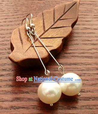 Traditional Handmade Chinese Ancient Princess Accessories Classical Pearls Earrings for Women