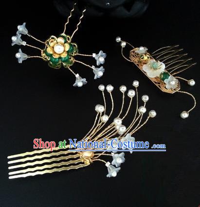 Traditional Handmade Chinese Ancient Classical Hair Accessories Hairpins Golden Hair Comb for Women