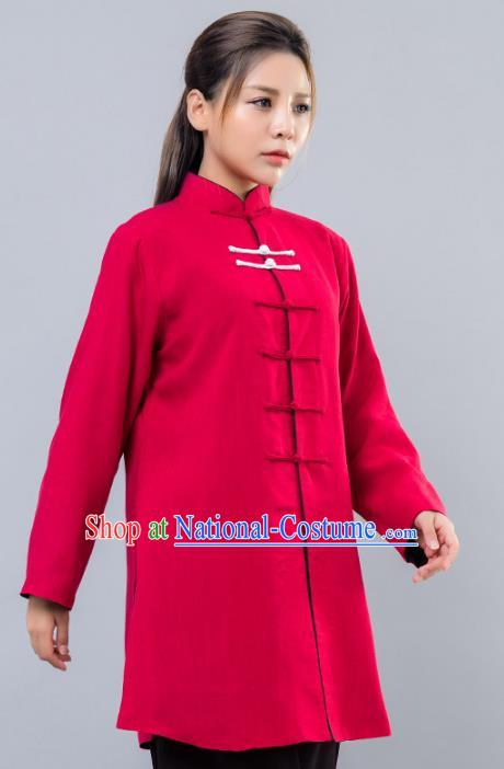 Top Grade Chinese Kung Fu Costume Martial Arts Red Uniform, China Tai Ji Wushu Clothing for Women