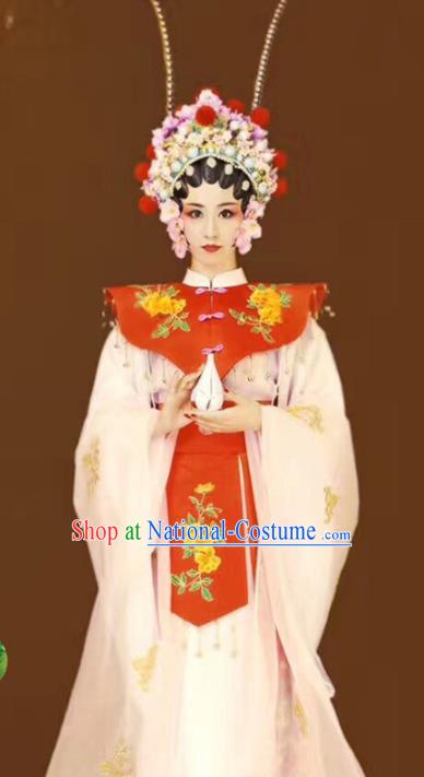 Asian Chinese Ancient Beijing Opera Actress Costume and Handmade Headpiece Complete Set