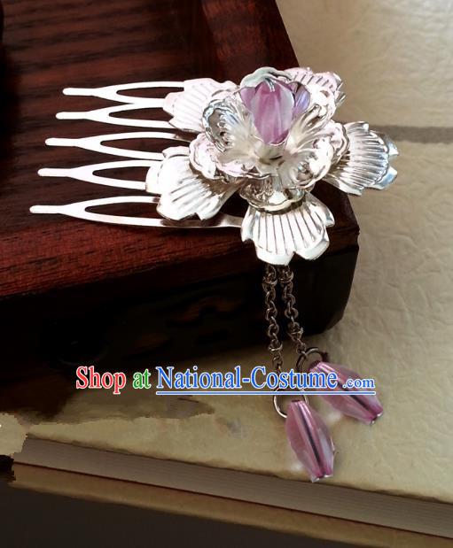 Traditional Handmade Chinese Ancient Classical Hair Accessories Pink Tassel Hairpins Headwear for Women