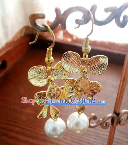 Traditional Chinese Handmade Classical Bowknot Eardrop Ancient Palace Queen Hanfu Earrings for Women