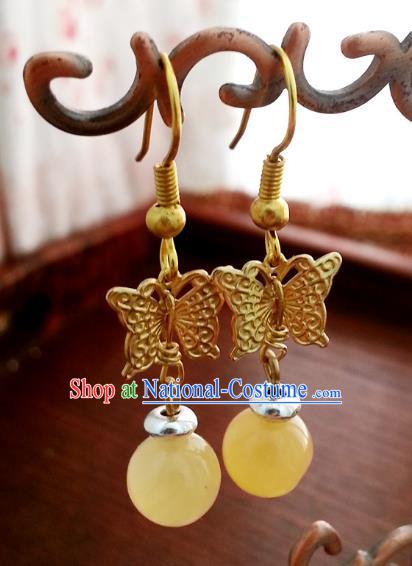 Traditional Chinese Handmade Classical Hanfu Butterfly Eardrop Ancient Palace Queen Earrings for Women