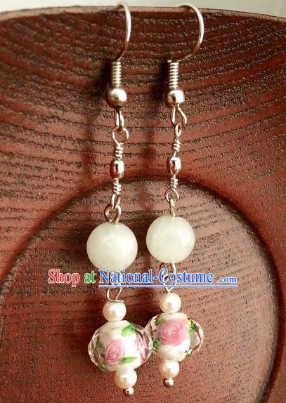 Asian Chinese Traditional Handmade Classical Hanfu Eardrop Ancient Palace Princess Earrings for Women