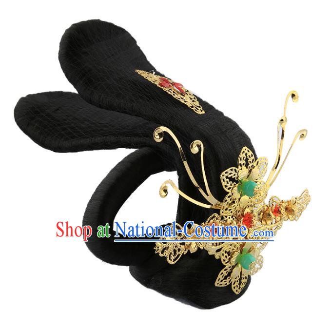 Asian Chinese Handmade Palace Lady Classical Hair Accessories Wig and Hairpins for Women