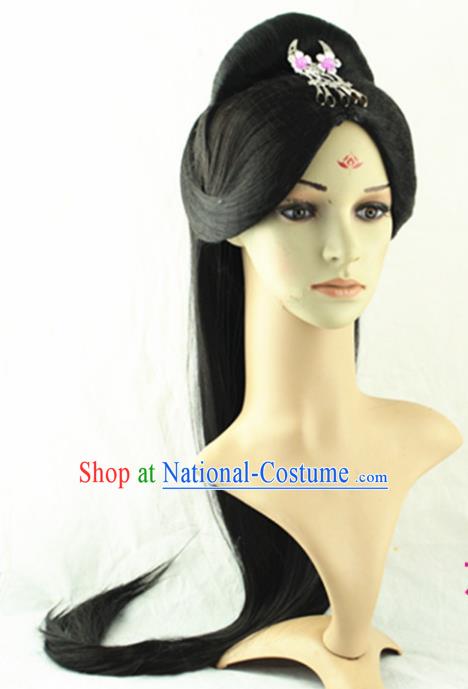 Asian Chinese Handmade Classical Hair Accessories Palace Lady Wig Sheath and Hairpins for Women