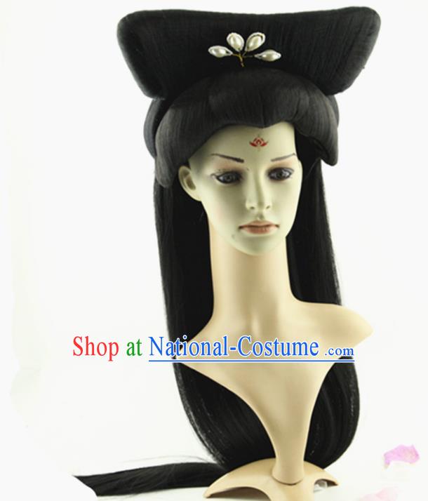 Asian Chinese Handmade Classical Hair Accessories Palace Lady Fairy Wig Sheath and Hairpins for Women