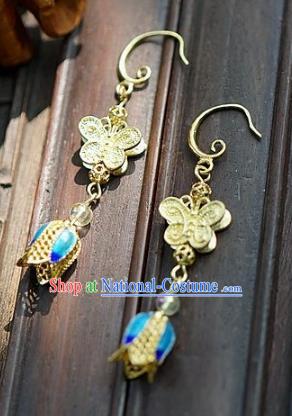 Asian Chinese Traditional Handmade Jewelry Accessories Bride Butterfly Cloisonne Earrings for Women