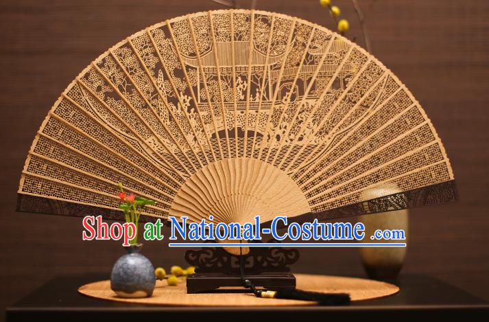 Traditional Chinese Crafts Sandalwood Palace Folding Fan Sandal Fans for Women