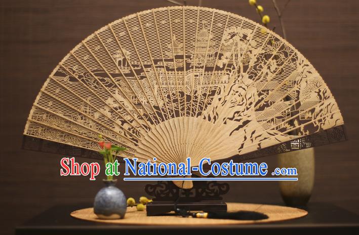 Traditional Chinese Crafts Sandalwood Tower Folding Fan Sandal Fans for Women