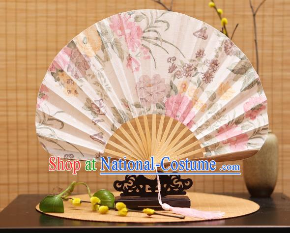 Traditional Chinese Crafts Shell Silk Folding Fan Printing Flowers Bamboo Fans for Women