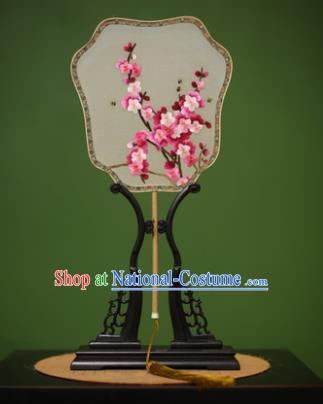 Traditional Chinese Crafts Suzhou Embroidery Silk Fan, China Palace Fans Princess Embroidered Peach Blossom Fans for Women