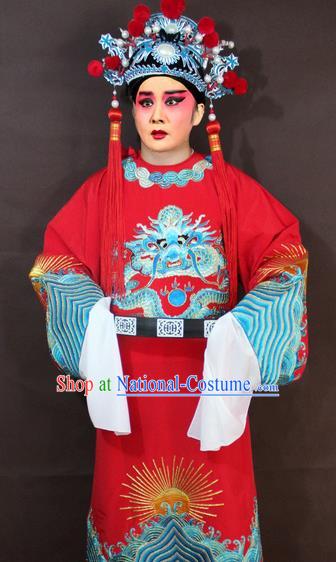 Traditional China Beijing Opera Niche Costume Red Embroidered Robe, Chinese Peking Opera Gifted Scholar Clothing