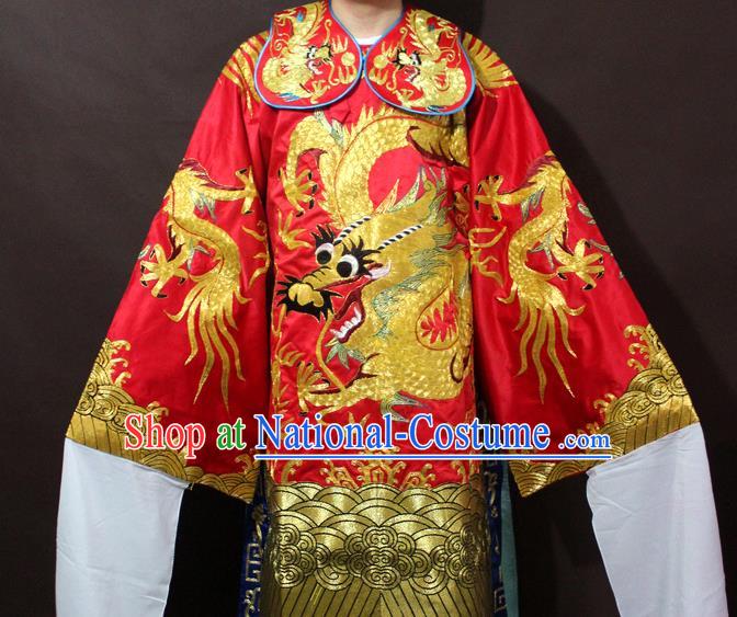 Traditional China Beijing Opera Emperor Costume Red Embroidered Robe, Chinese Peking Opera Gifted Scholar Embroidery Clothing