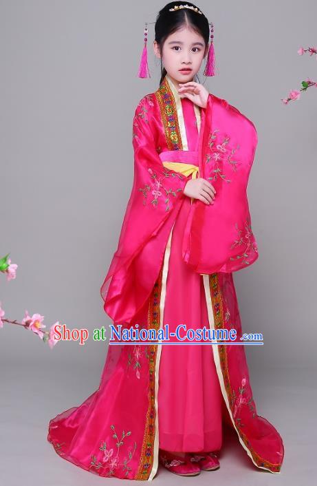 Traditional Chinese Ancient Children Imperial Consort Hanfu Dress Clothing, China Tang Dynasty Palace Lady Costume for Kids