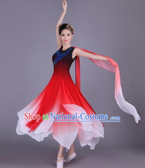 Chinese Traditional Classical Dance Costume Folk Dance Red Dress for Women