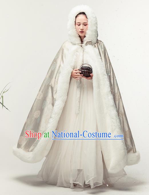 Chinese National Costume Traditional Tang Suit Embroidered Cloak for Women