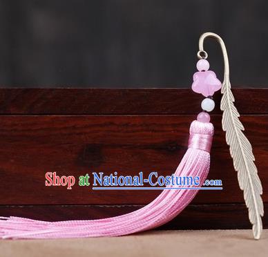 Chinese Ancient Accessories Traditional Pink Tassel Bookmark