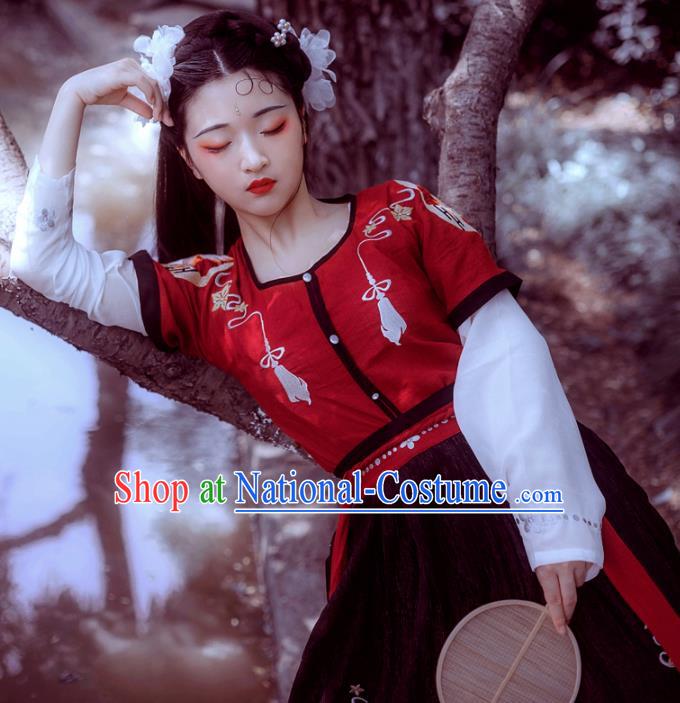 Chinese Ancient Tang Dynasty Princess Costumes Embroidered Hanfu Dress for Women